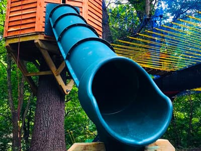 Backyard Deck & Treehouse Slides